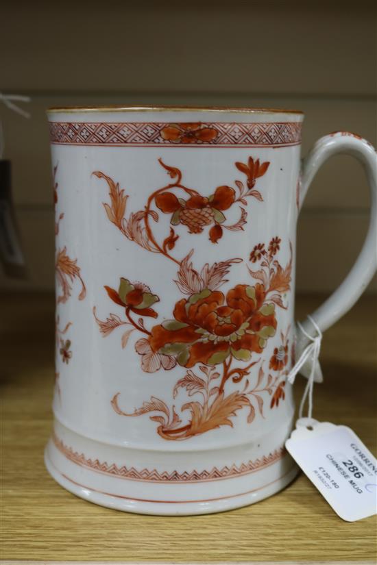 A Chinese export iron red and gilt mug